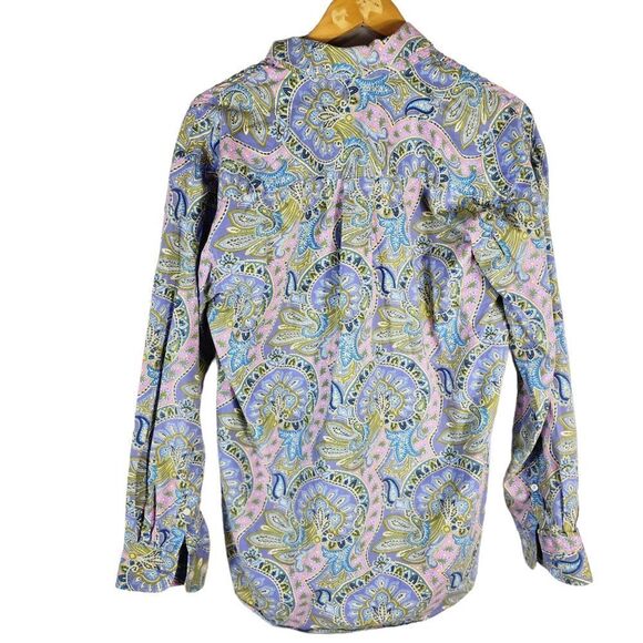 Alan Flusser Blue Pink Paisley Cotton Button Up  Shirt - Picture 5 of 7
